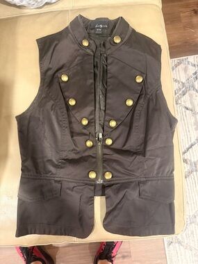 Brown Military-Style Sleeveless Vest